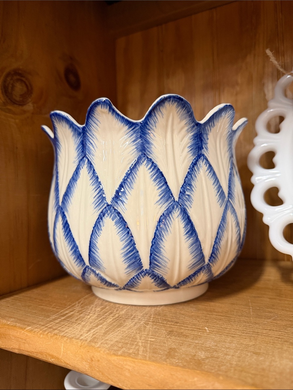 Andrea By Sadek Blue and White 'Blue in Bloom' porcelain planter